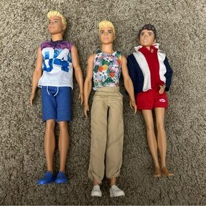 Barbie Ken Doll Lot of 3 w/ Outfits & Shoes Blonde Brunette Dolls Offers Welcome